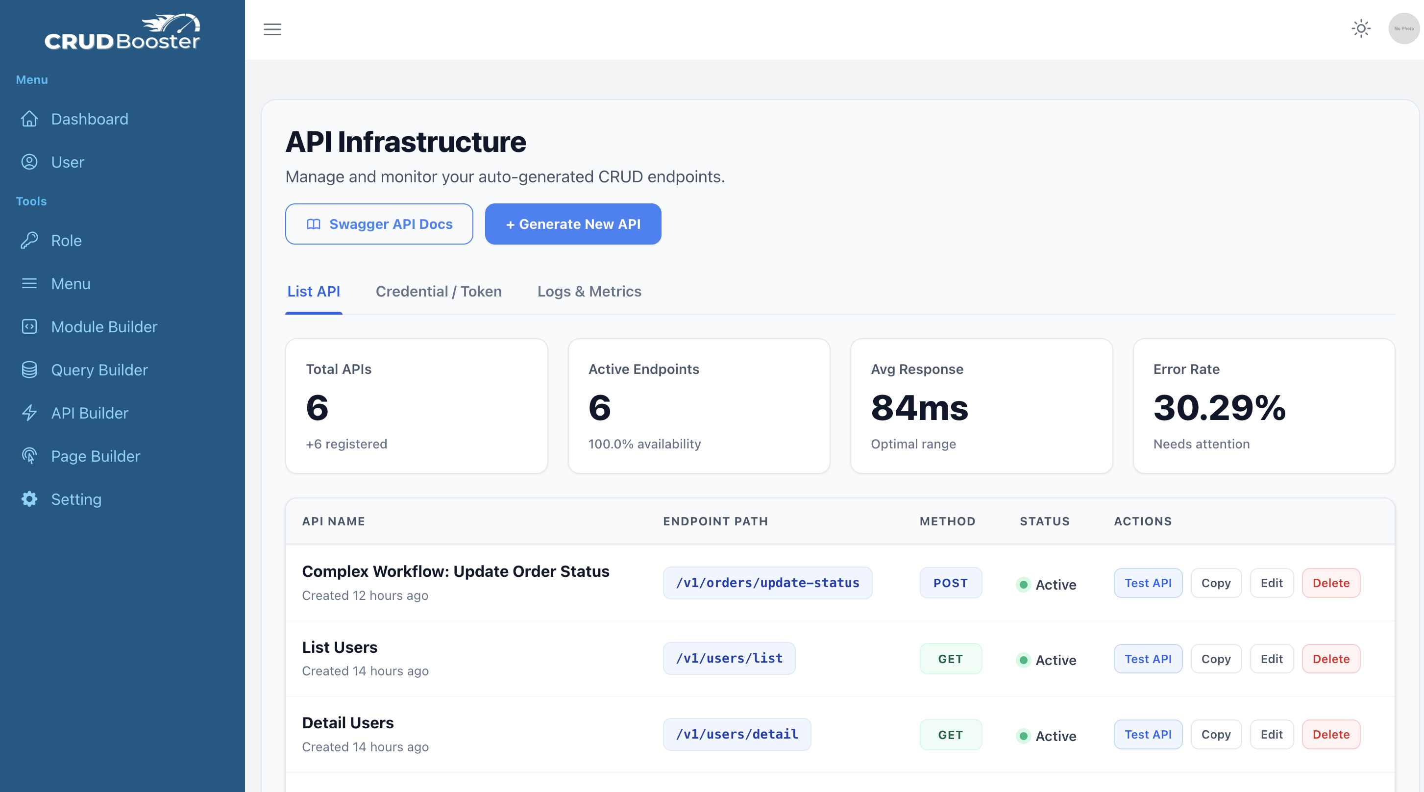 API Builder Interface