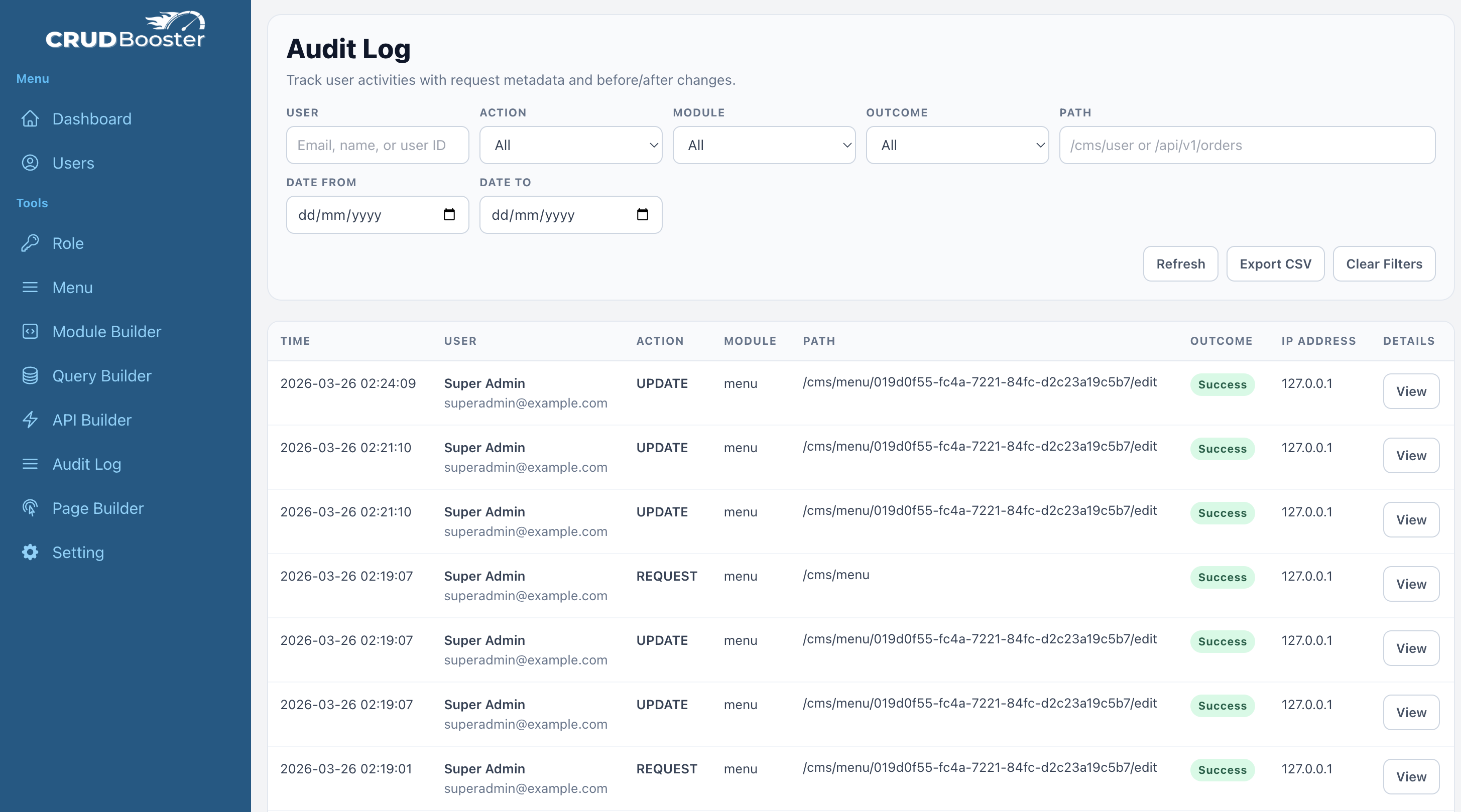 Audit Log Dashboard