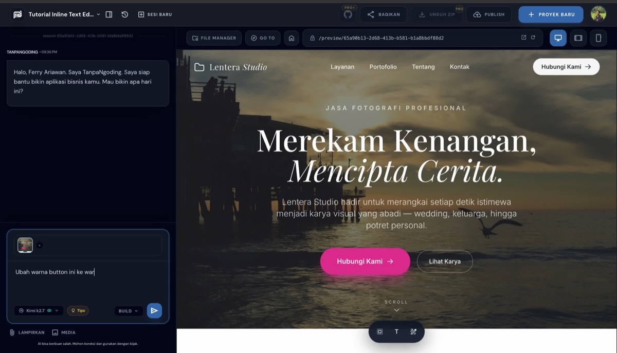 Menulis instruksi perubahan yang merujuk ke elemen yang dilingkari