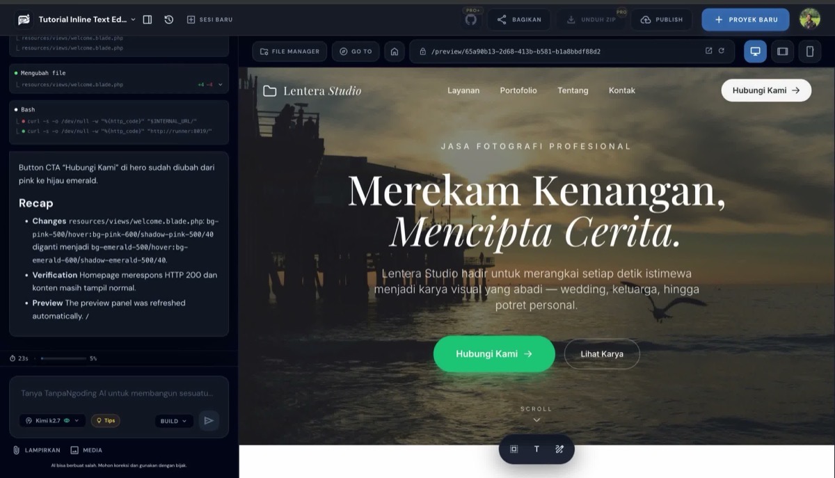 Tombol berhasil berubah warna sesuai anotasi