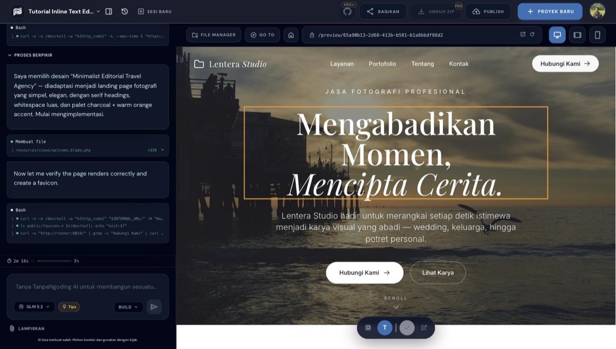 Memilih elemen teks yang akan diedit