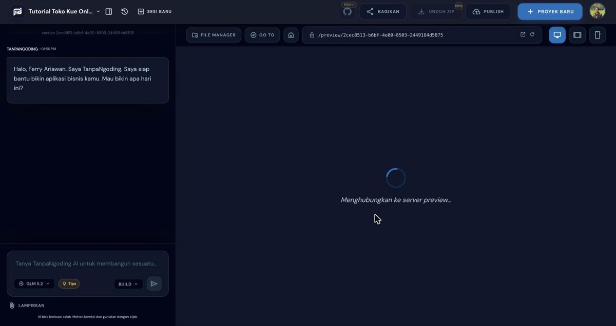 Ruang chat kosong siap menerima prompt