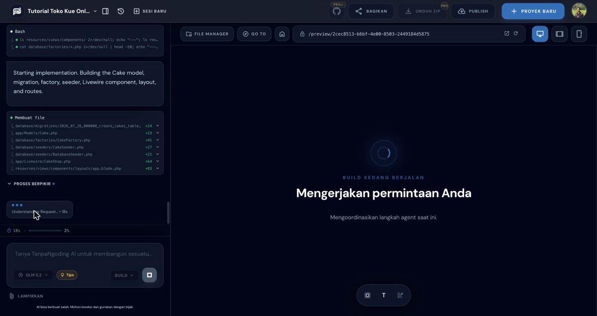 Proses build aplikasi sedang berjalan