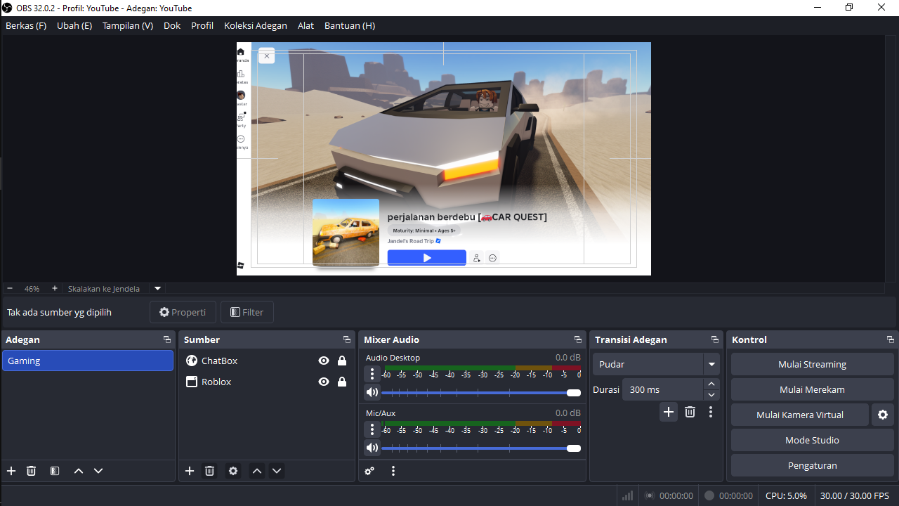 screenshot obs studio adegan a dusty trip yaomi