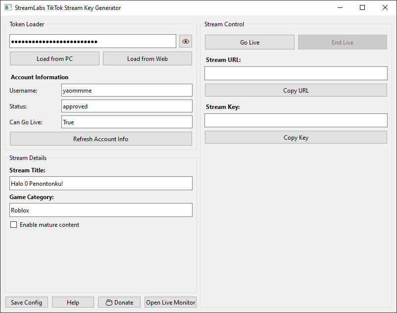 screenshot token loader streamlabs tiktok streamkey generator